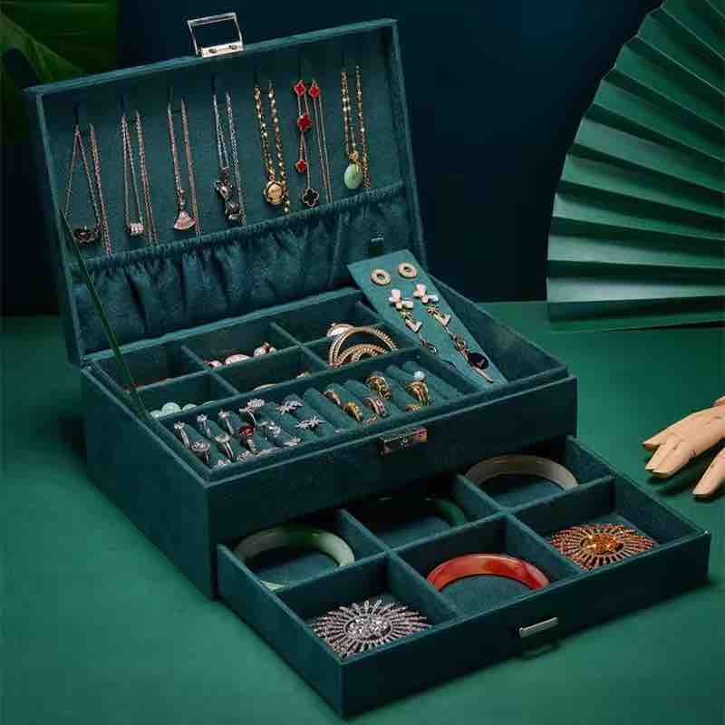 3 Layer Valvet Jewellery Organiser (Green)