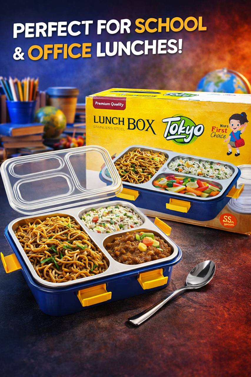 3 Section Tokyo Stainless Steel Lunch Box