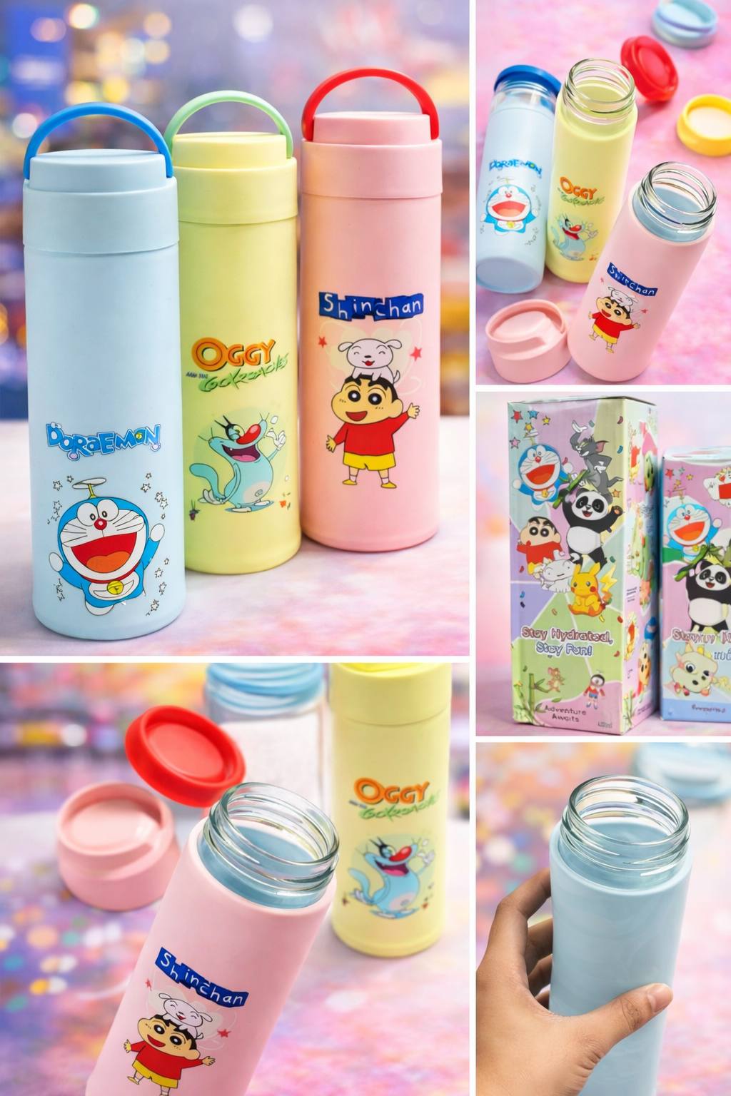 Cartoon Printed Glass Bottle (Imported)