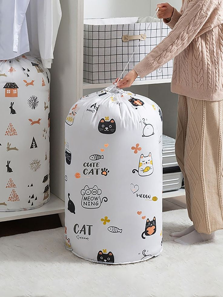 Printed Cylinder Shape Laundry Bag (Imported)