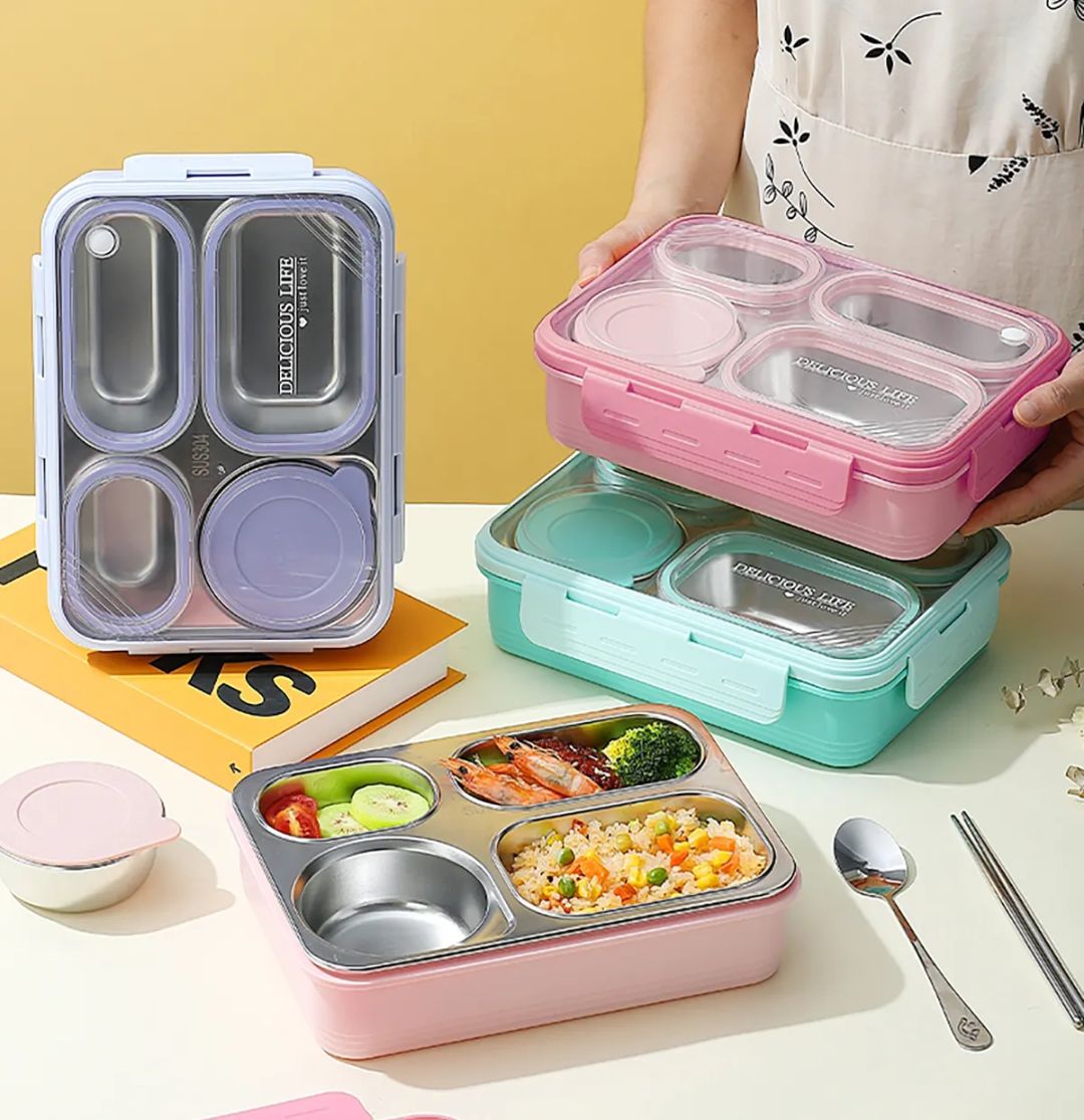 7099 4 Section Stainless Steel Leak Proof Lunch Box (Imported)