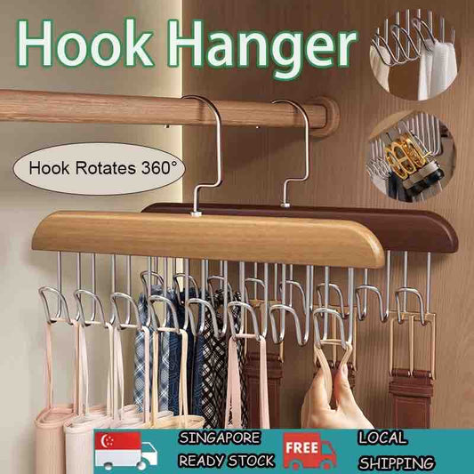 8 Hook Wood Multi Use Hanger (Imported)