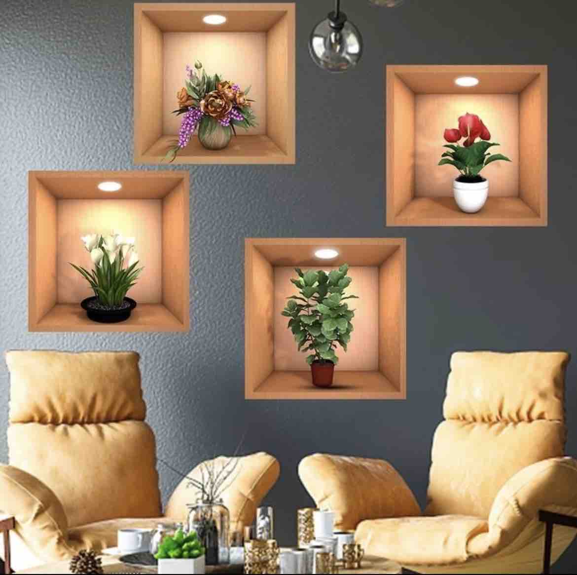 3D Flower Print Sticker (Set of 4)
