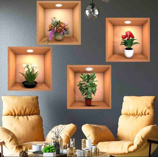 3D Flower Print Sticker (Set of 4)