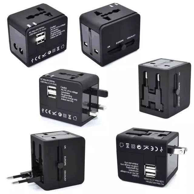 INTERNATIONAL TRAVEL ADUPTER WITH DOUBLE USB (2.1AMP)