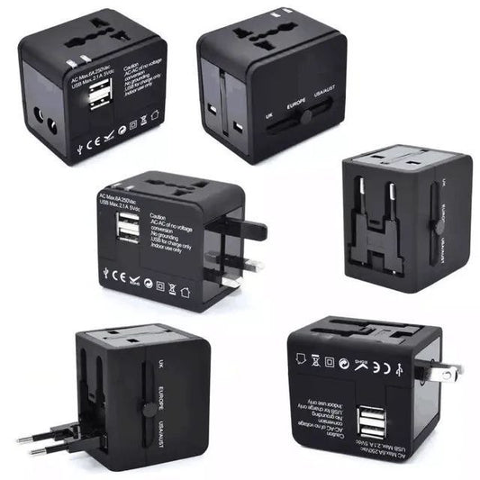 INTERNATIONAL TRAVEL ADUPTER WITH DOUBLE USB (2.1AMP)
