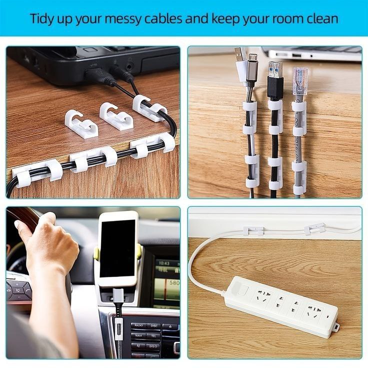 20 Pcs Cord Wire Cable Plastic Clips (Imported)