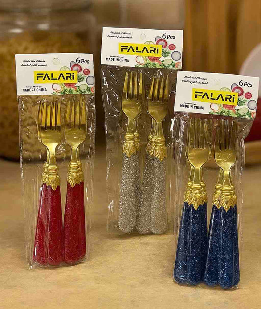 6 Pcs Fancy Golden Fork Set (Imported)