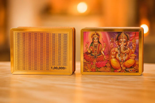 Ganesha & Luxmi Ji Print Wooden Money Bank