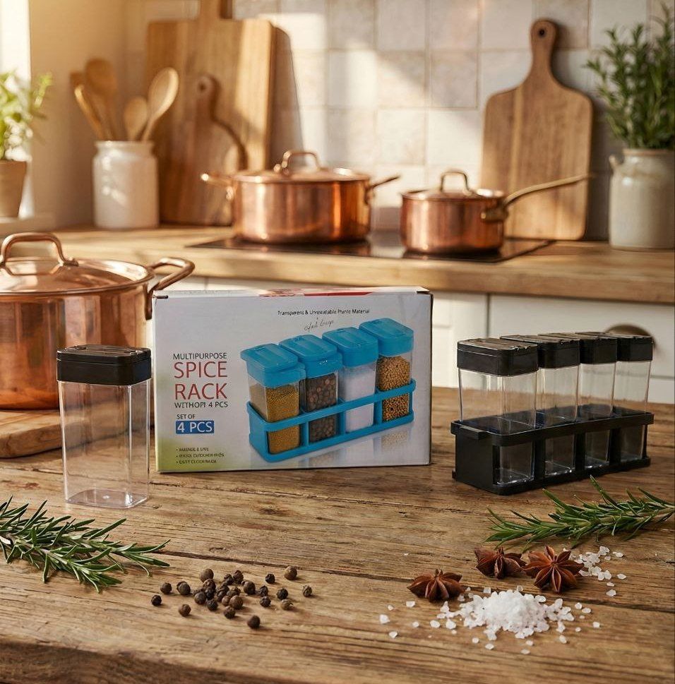 Creative 4 Pcs Spice Rack +Container