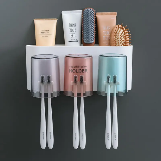 3 Cups Toothbrush Holder With Organiser