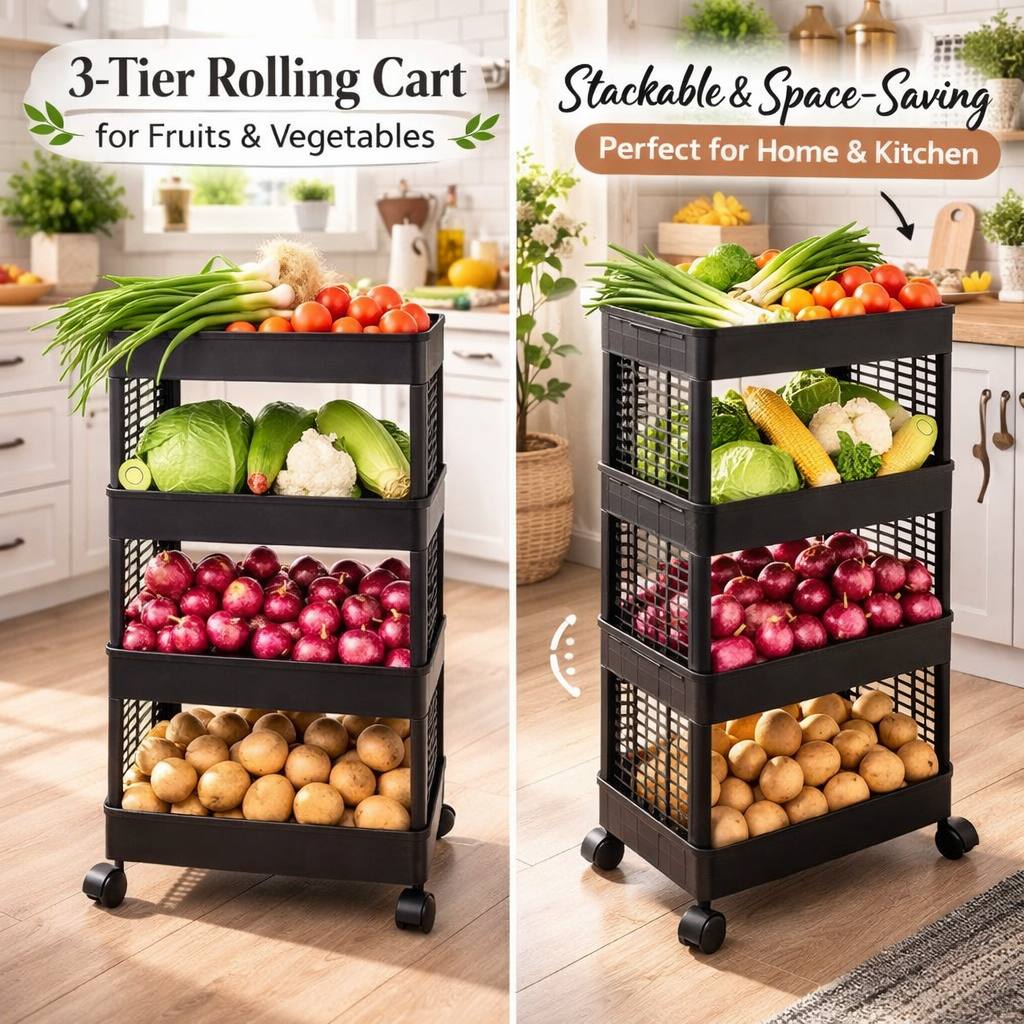 4 Layer Kitchen Trolly With Wheels