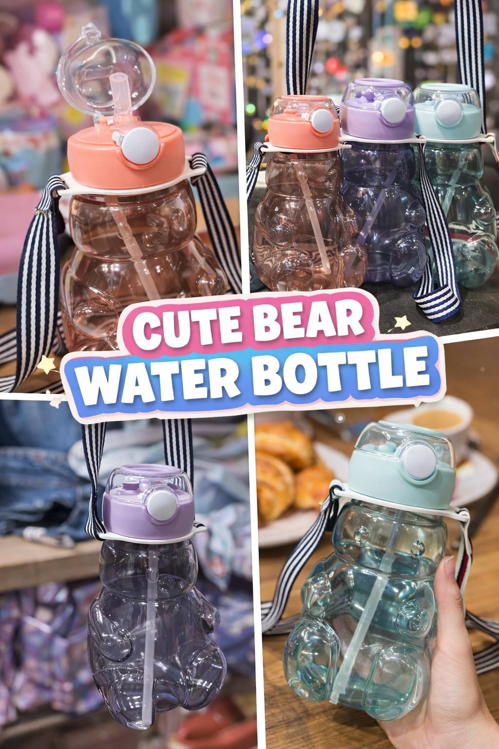Cute Bear Sipper Bottle (500ml)