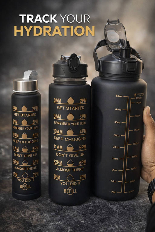 3 Pcs Matty Black Bottle Set (Imported)